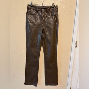 WeWoreWhat Brown Vegan‎ Leather Ankle Flare Pants NWT Size 27